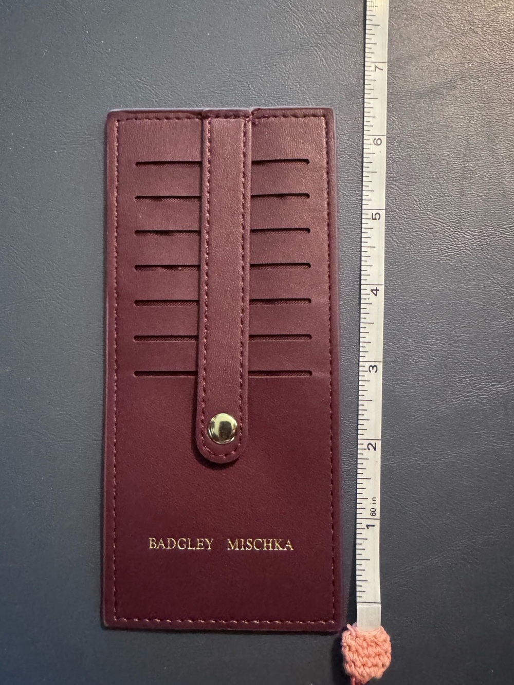 Badgley Mischka Plum Card Holder Wallet Slim Card Case Burgundy - Picture 4 of 5